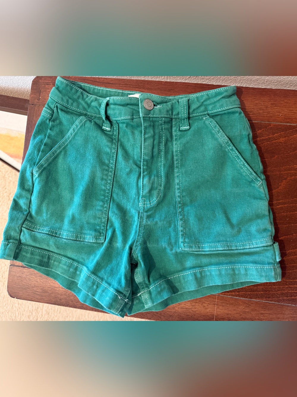 RSQ Teal High-Rise Denim Shorts